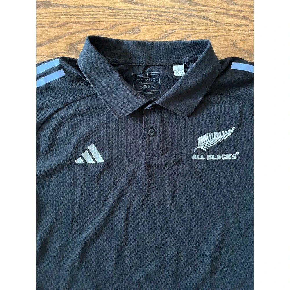 Adidas All Blacks New Zealand Rugby Polo Shirt Black XL Regular Fit